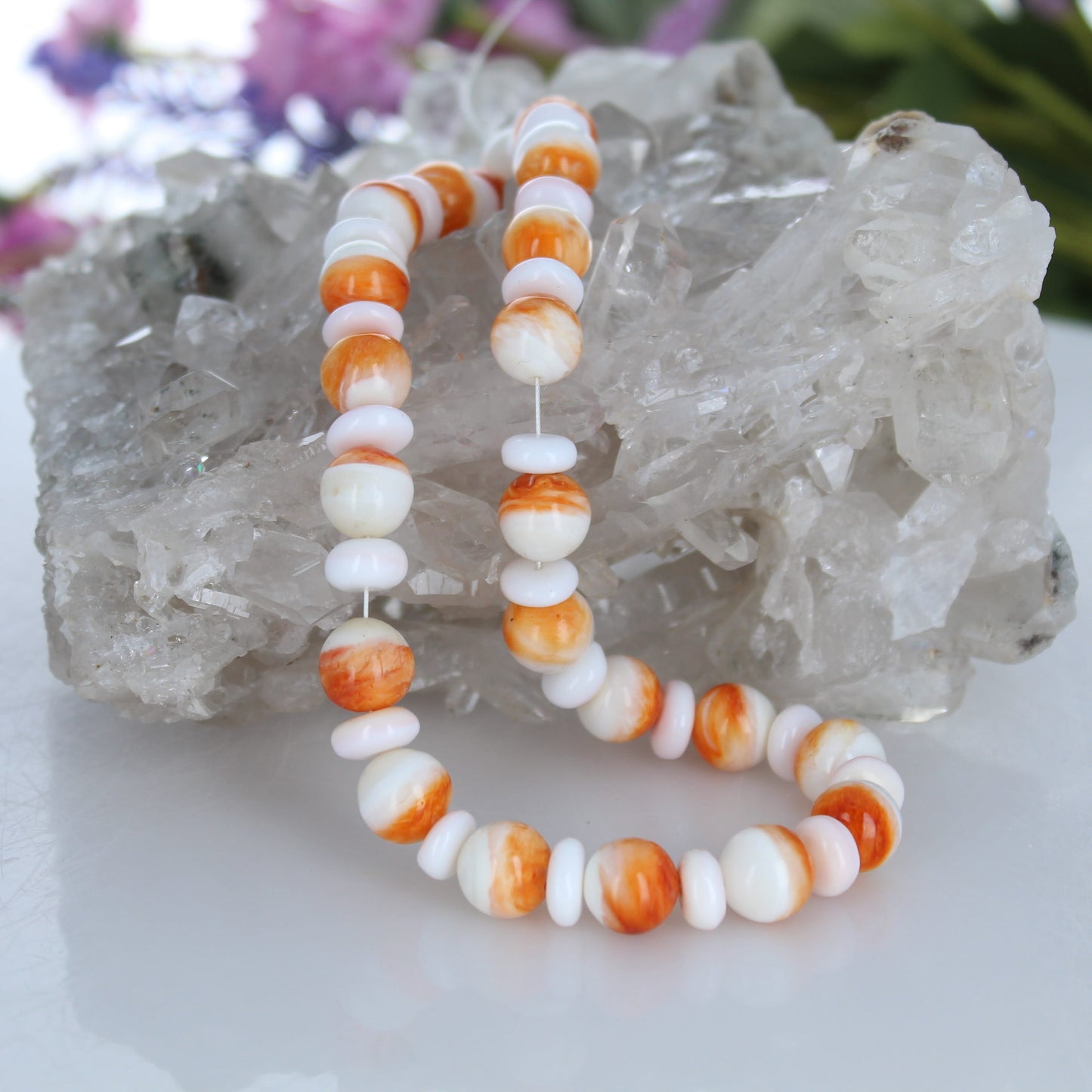 Orange Spiny Oyster Beads Round 10mm 12"