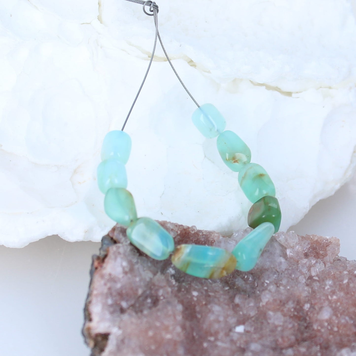 Gorgeous PERUVIAN OPAL Beads Ethereal Blue 6-16mm 10 Beads -NewWorldGems