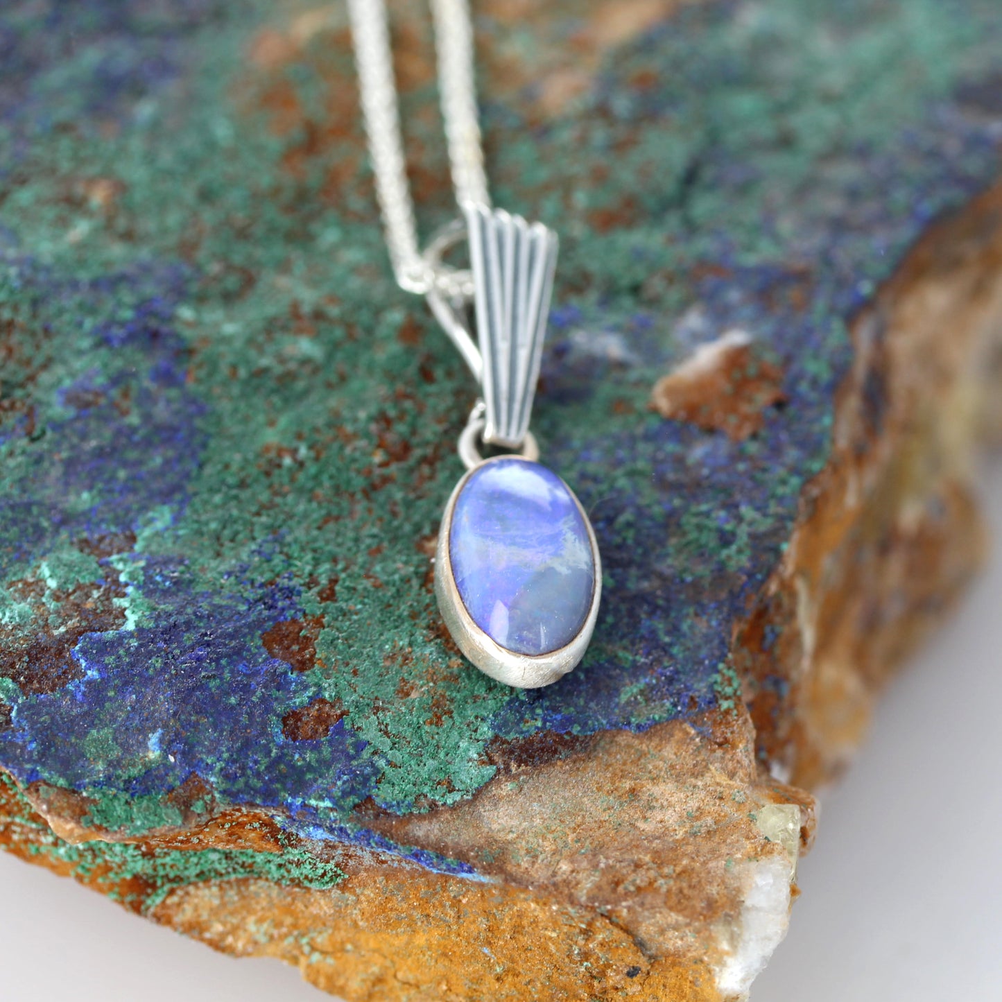 AAA Lightning Ridge OPAL Necklace with Sugilite Sterling