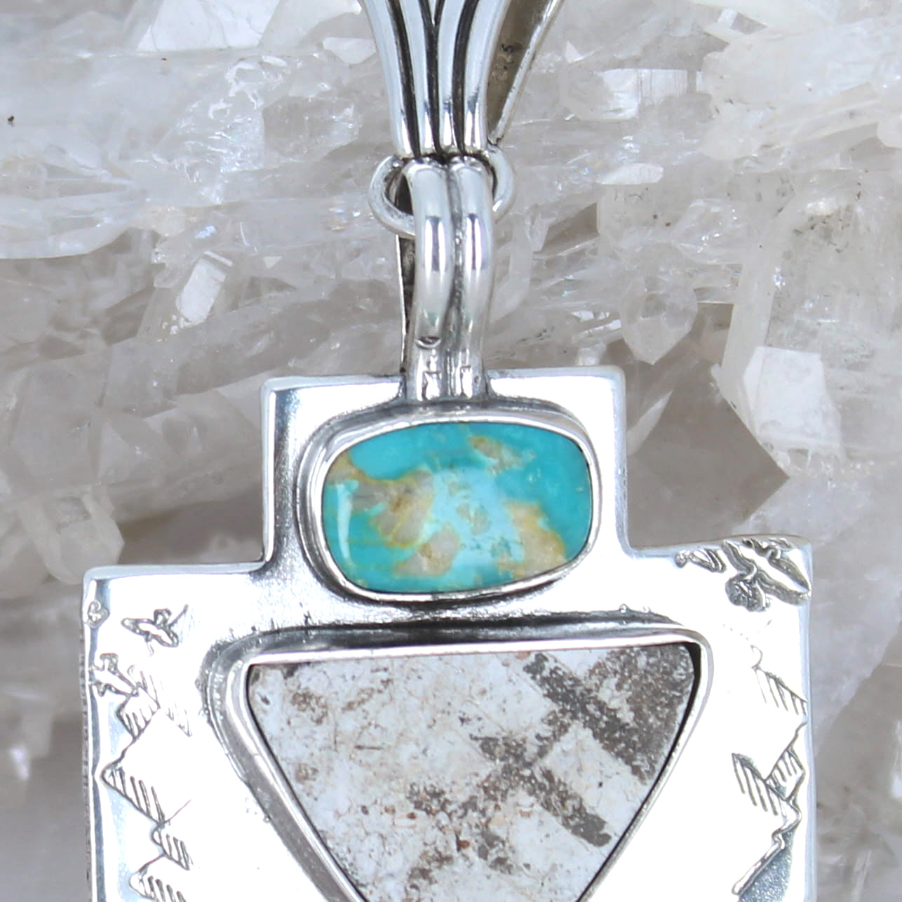 Carico Lake Turquoise Cross Pendant With Anasazi Pottery
