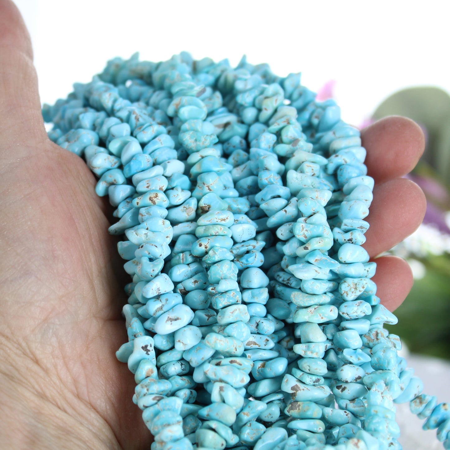 Sky Blue LONE MOUNTAIN Turquoise Beads 7-9mm Nugget Shape 16"
