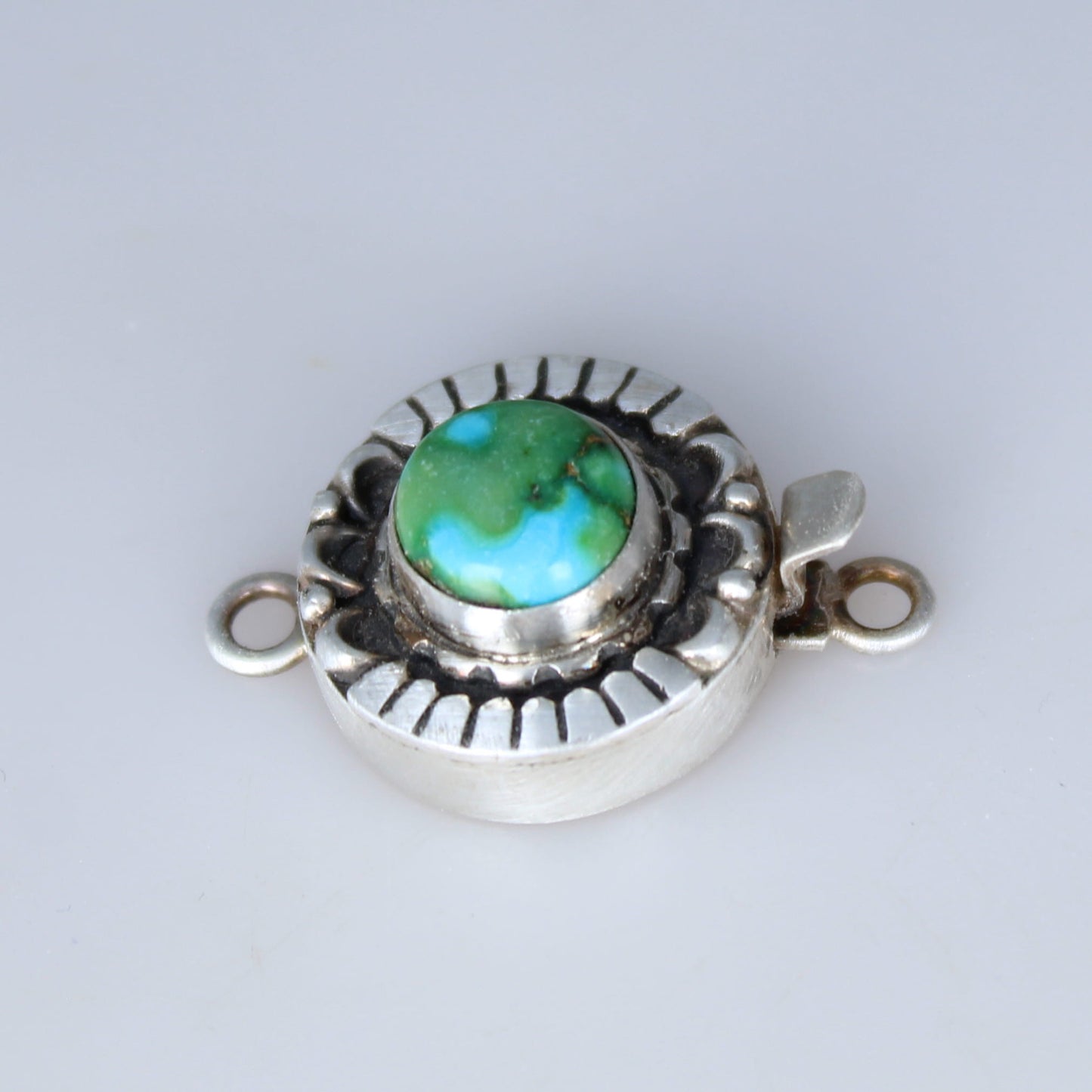 Sonoran Gold Turquoise Clasp Sterling Moon Lotus Petal Design 9.7mm