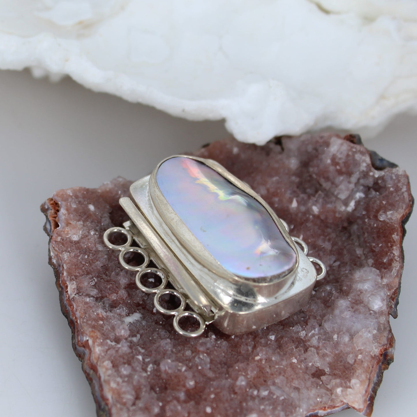 Large Mabe Pearl Clasp 5 Strand Sterling Silver -NewWorldGems