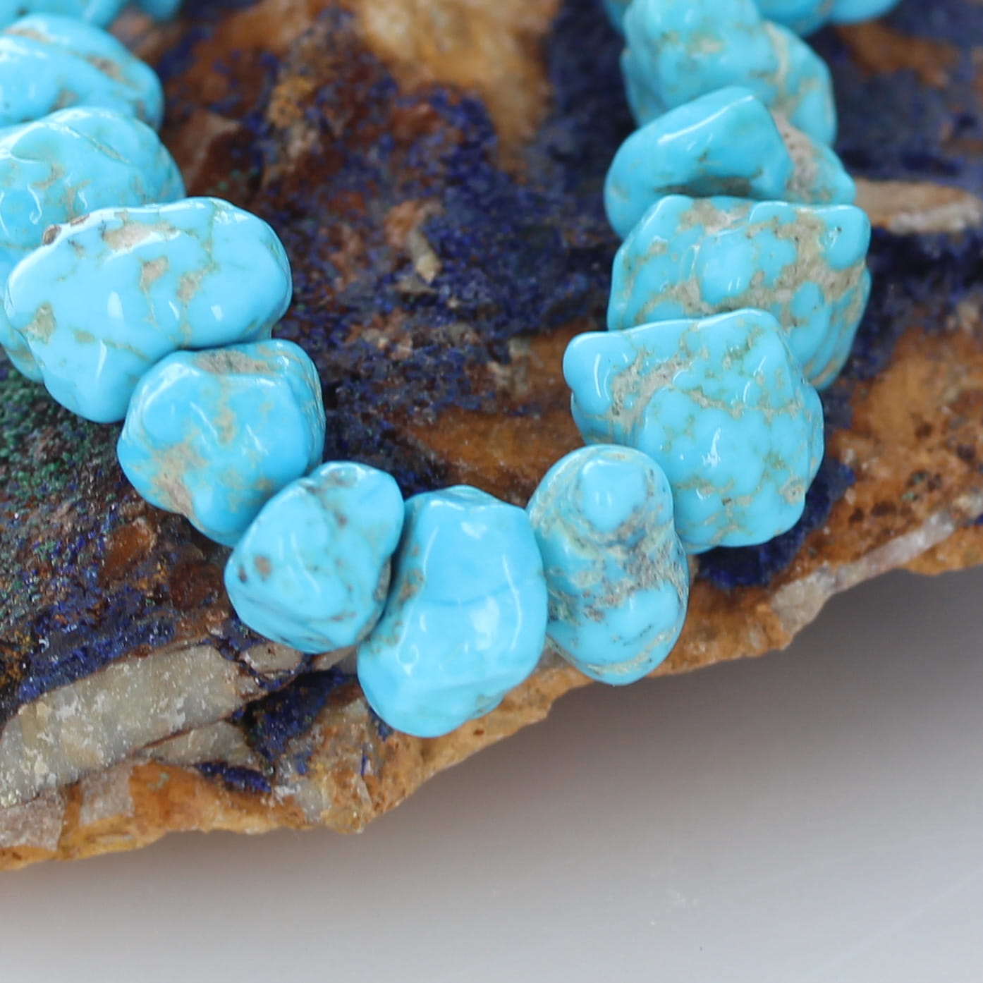 Large Vivid Blue Kingman Turquoise Beads Nuggets 10-12mm 8"