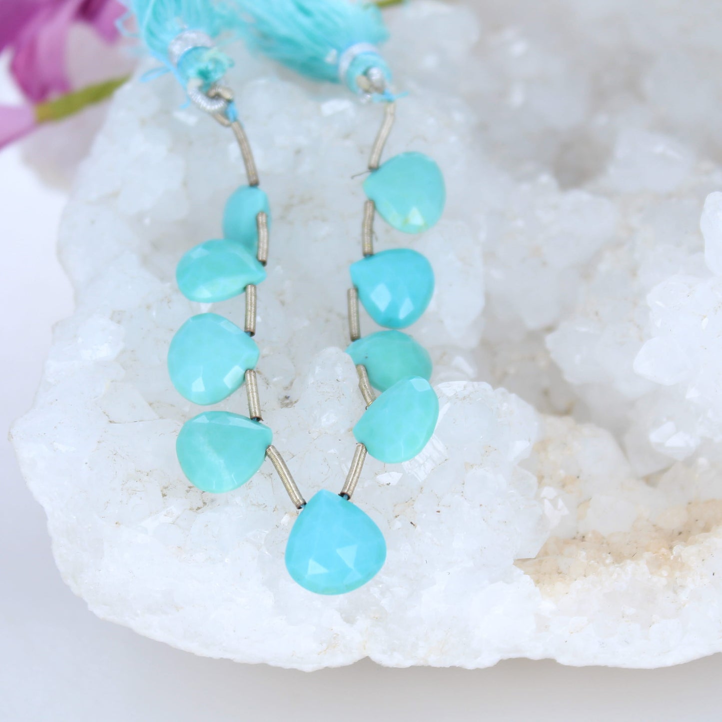 SLEEPING BEAUTY TURQUOISE Beads Briolettes 10.5x11.5mm -NewWorldGems