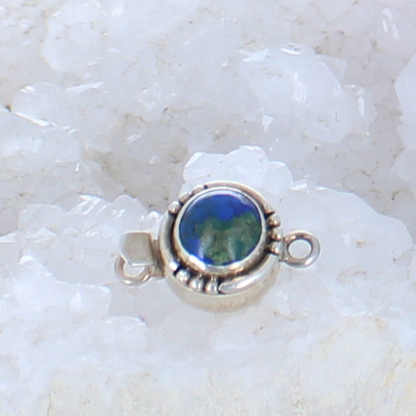 AAA Azurite Clasp Sterling 10.5mm Free Form Southwestern Style -NewWorldGems