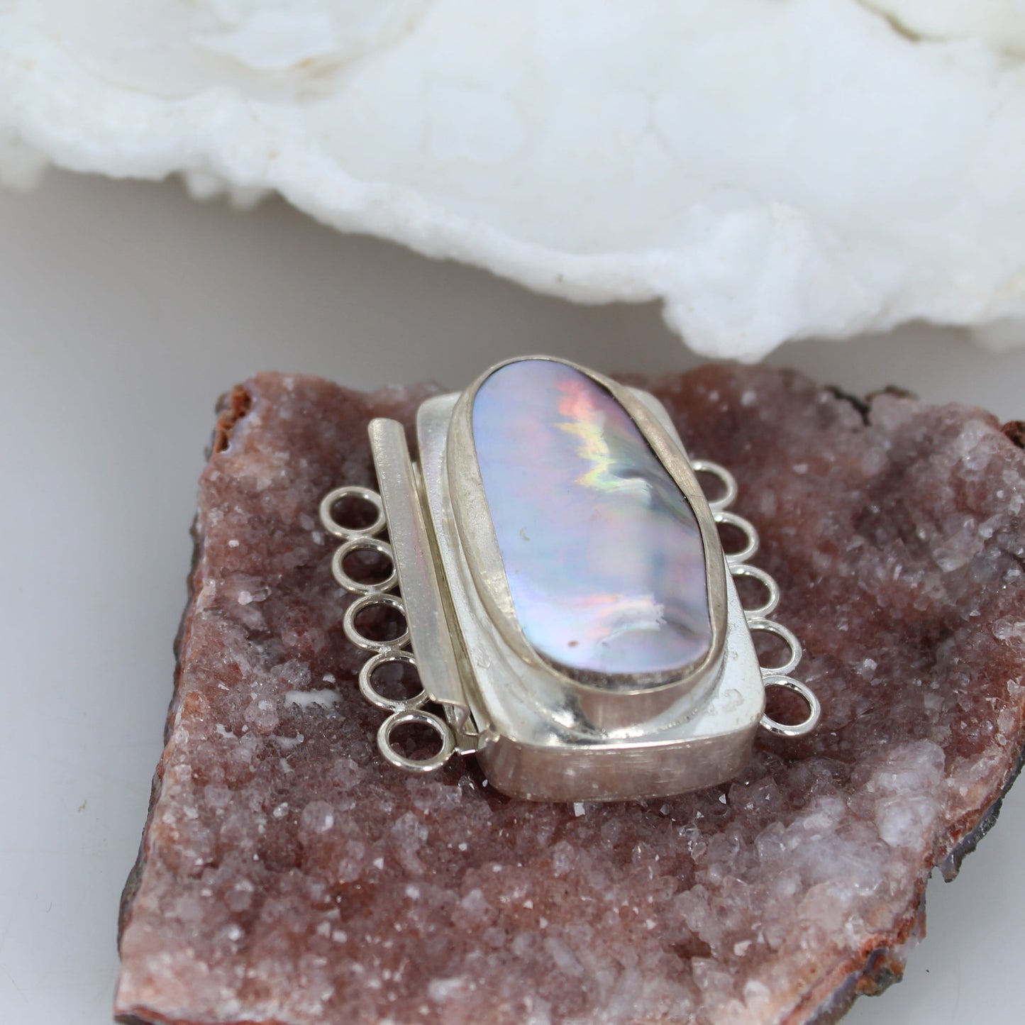 Large Mabe Pearl Clasp 5 Strand Sterling Silver -NewWorldGems