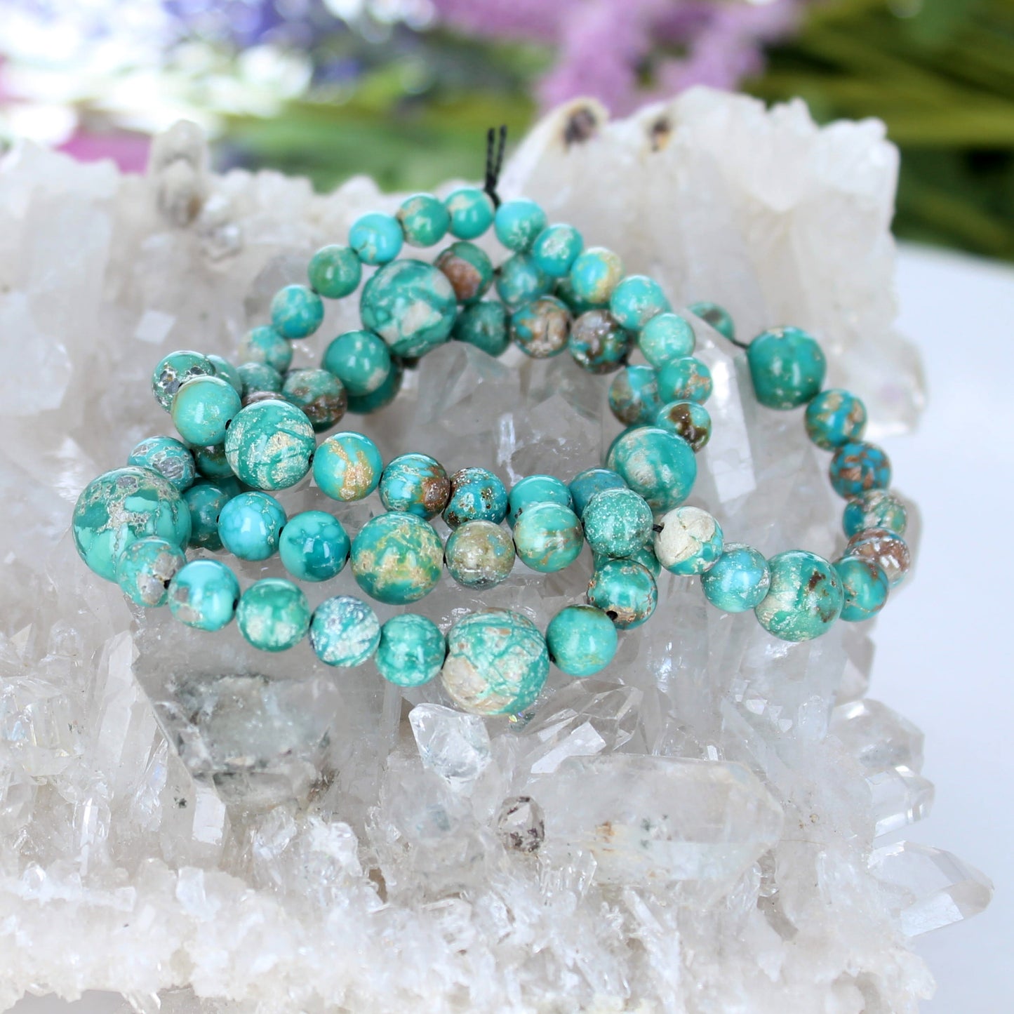 Fox Mine Turquoise Beads Round 5-10mm Teal Blue green