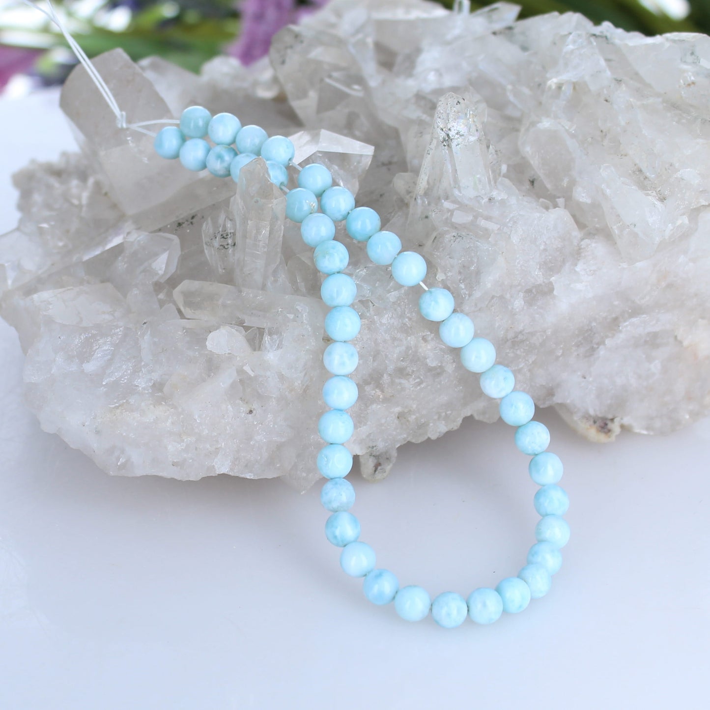 AAA Larimar Round Beads 5.5mm 10"