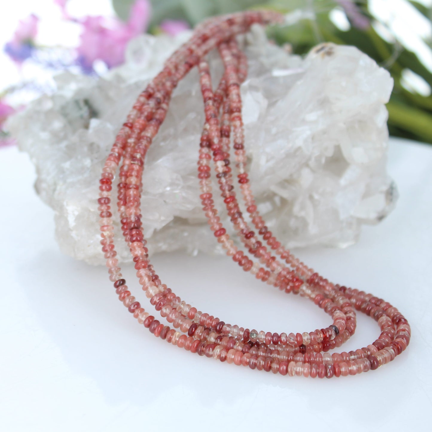 Andesine Beads Smooth Rondelles Multi Shade Cherry Reds 3.5-5Mm,