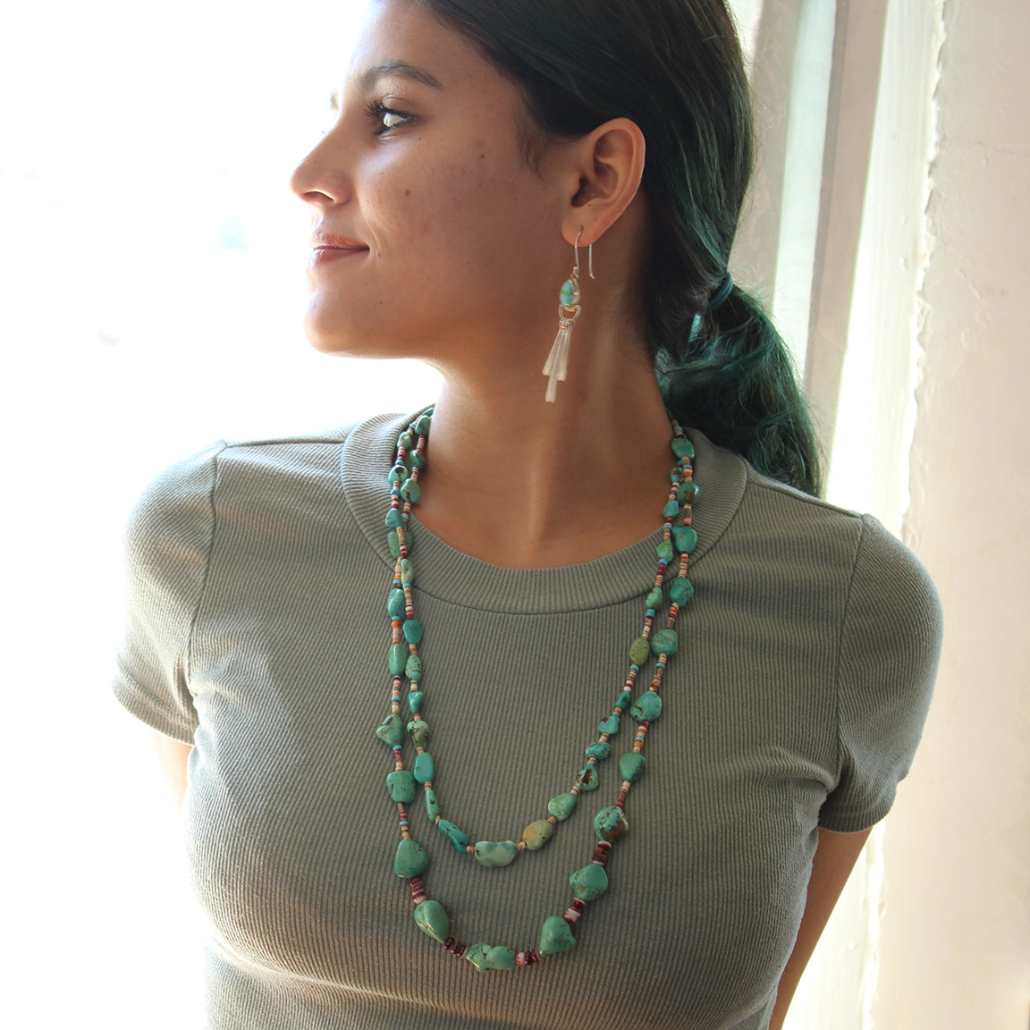 Carico Lake Turquoise Necklace Fiesta Colors 2 Strand 28"