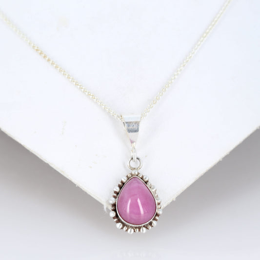 Vibrant Pink Genuine Ruby Pendant Necklace Sterling