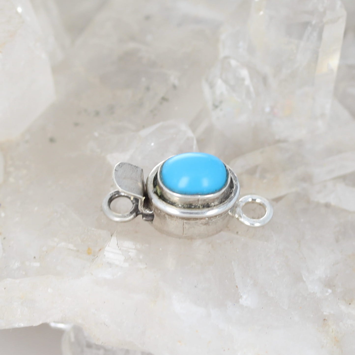 AAA Sleeping Beauty Turquoise Clasp Sterling Southwest 6x8mm Cushion