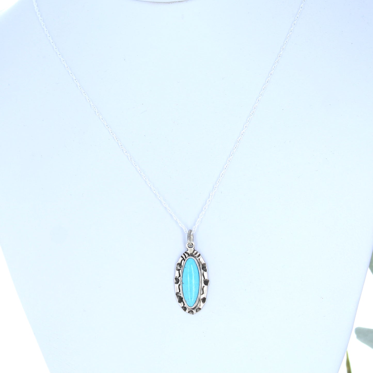 Robins Egg Blue Turquoise Pendant Necklace Sterling Southwest