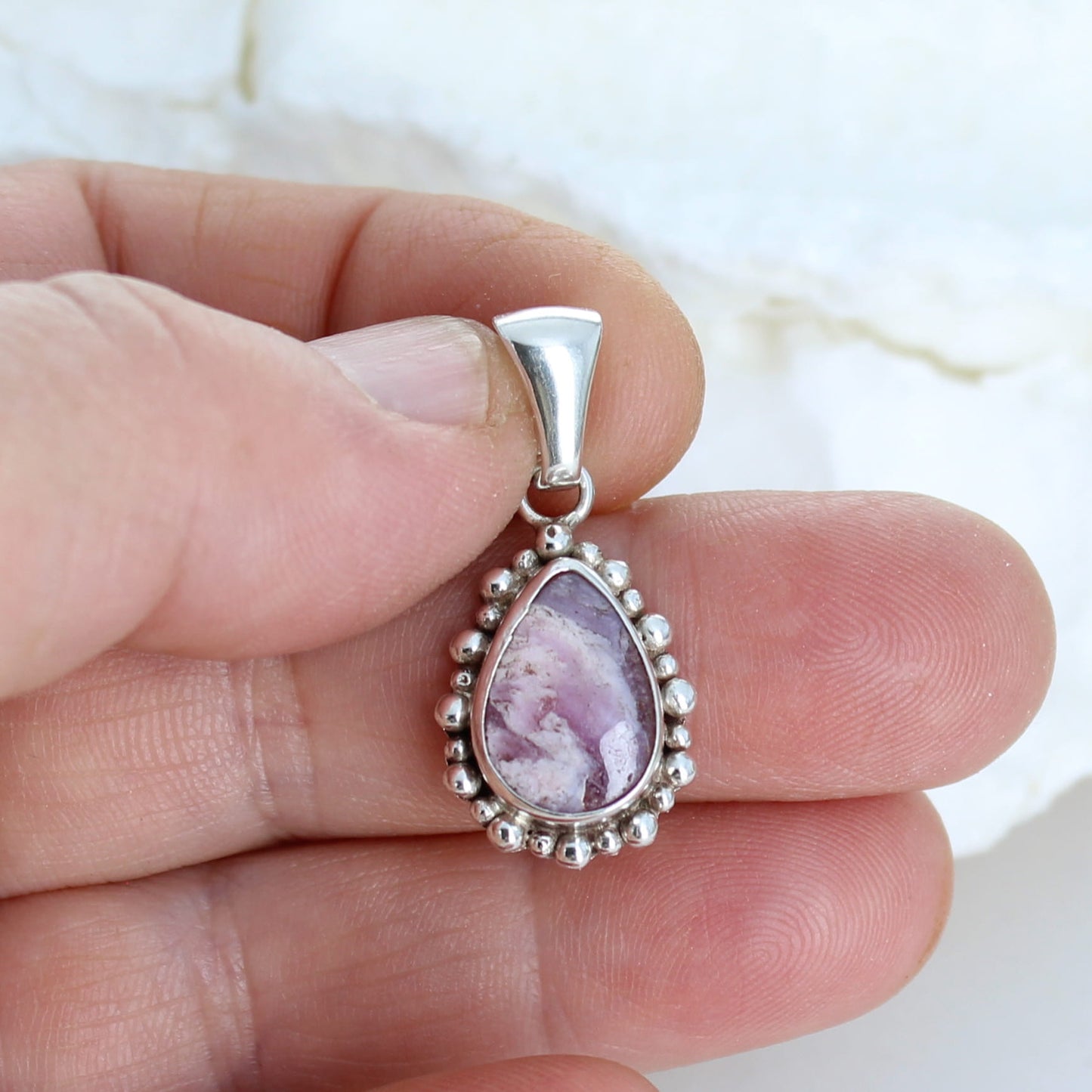 Regal Pink Tourmaline Lepidolite Sterling Silver Pendant -NewWorldGems