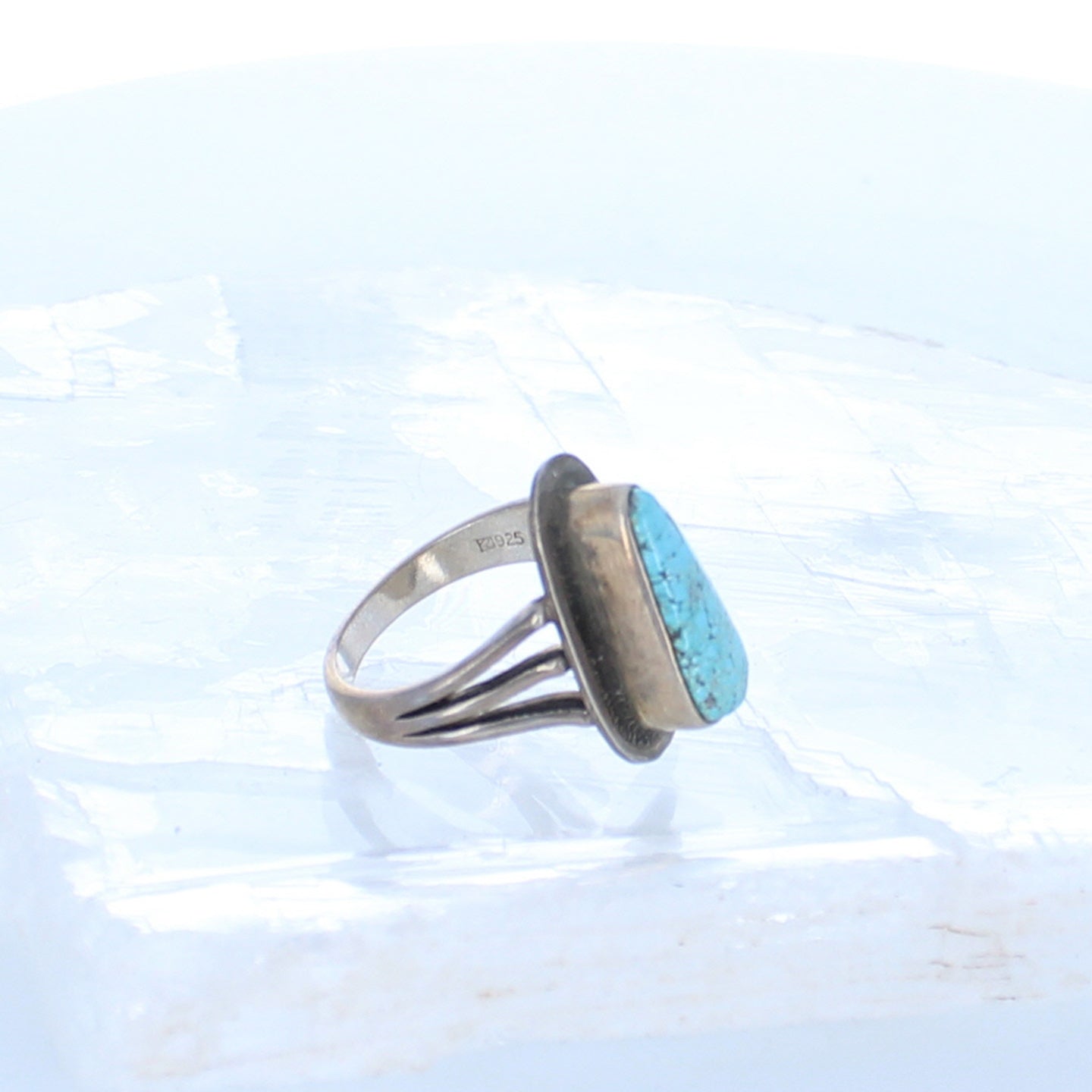 DRY CREEK TURQUOISE Teardrop Shaped Sterling Silver Ring Size 6 -NewWorldGems