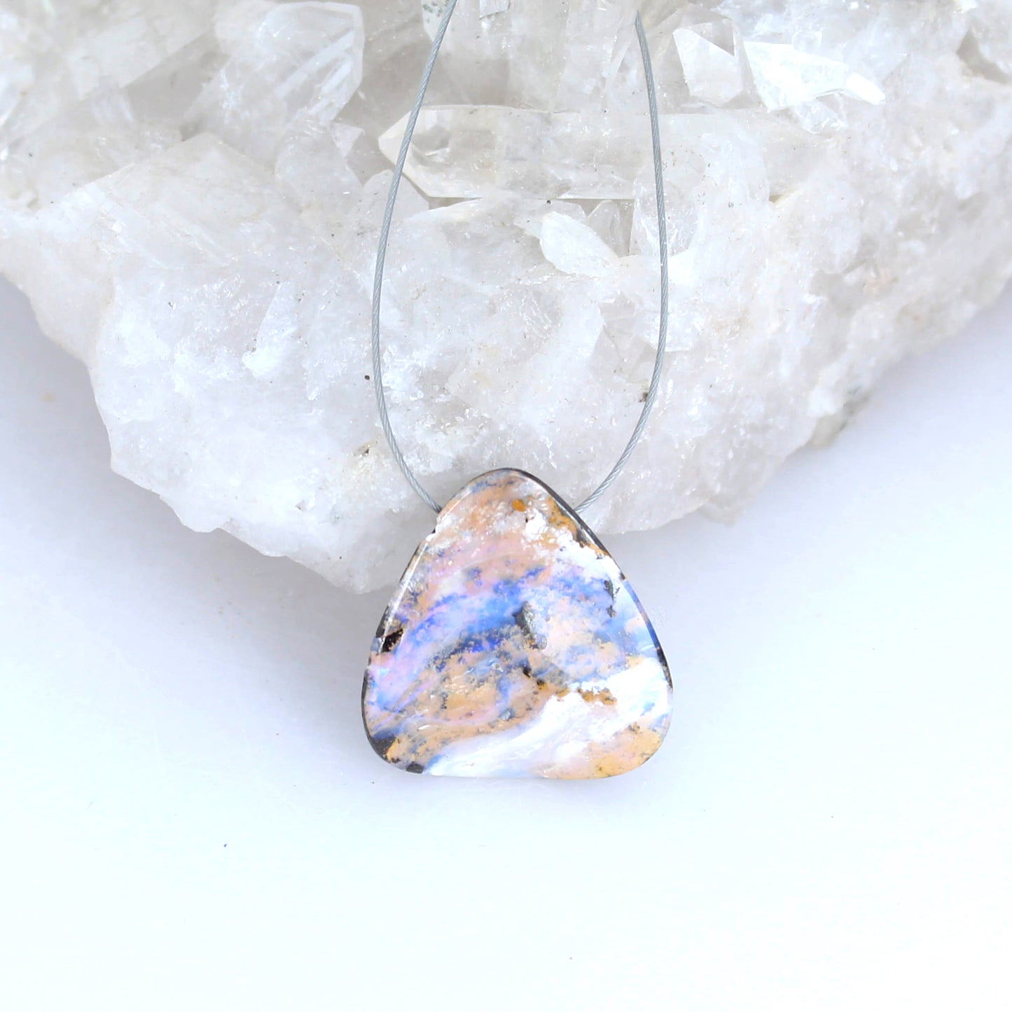 Australian Golden Boulder Opal Lavender Golden Pendant #3