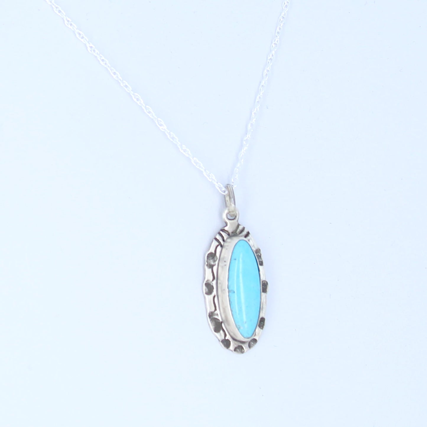 Robins Egg Blue Turquoise Pendant Necklace Sterling Southwest