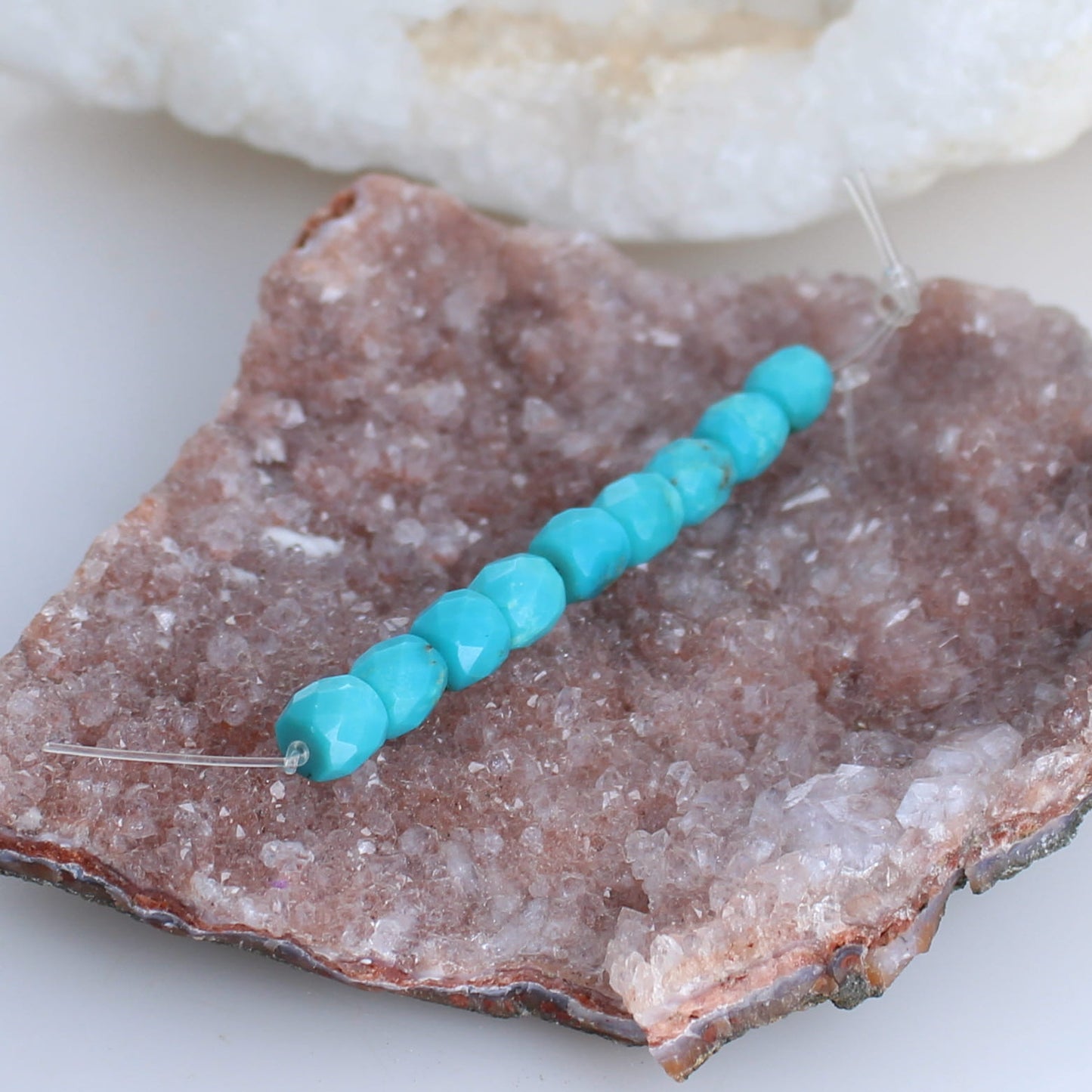 Faceted Hubei Turquoise Beads Blue Set of 9 beads