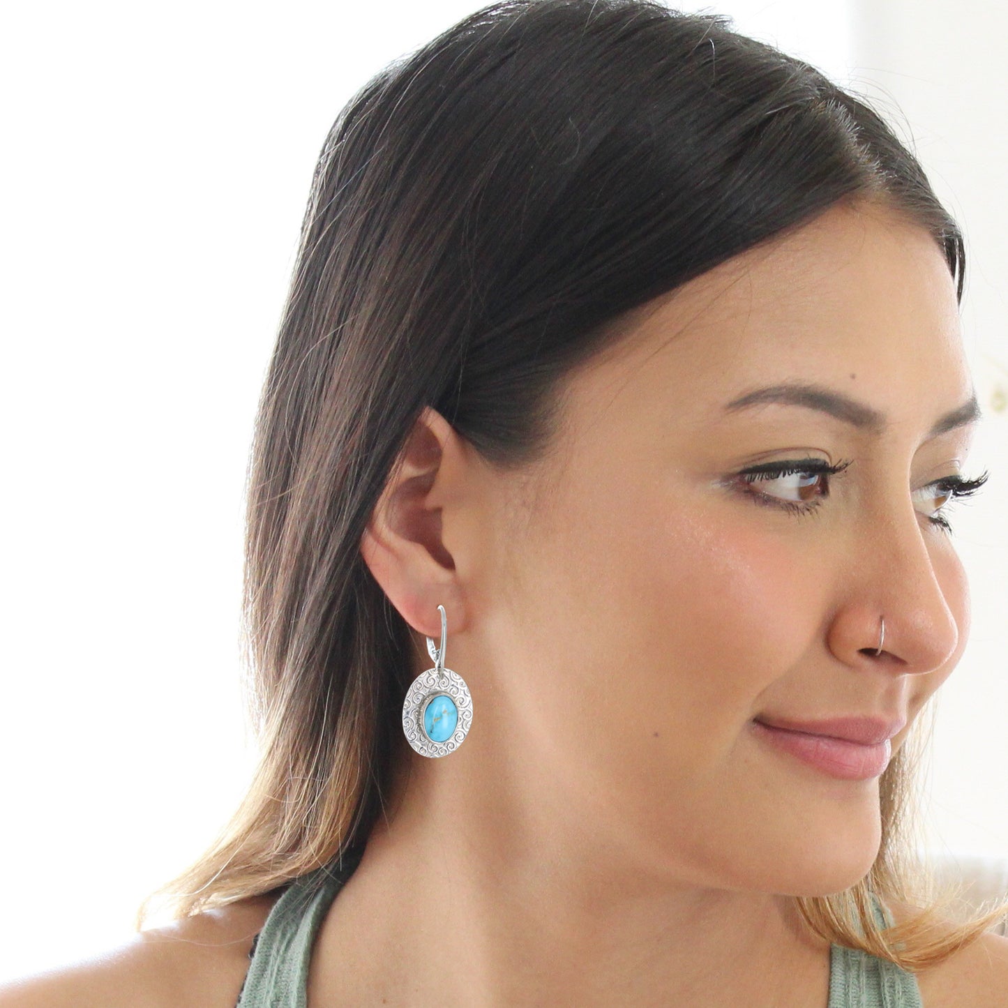 Sonoran Rose Turquoise {Mexican} Southwest Earrings Sterling