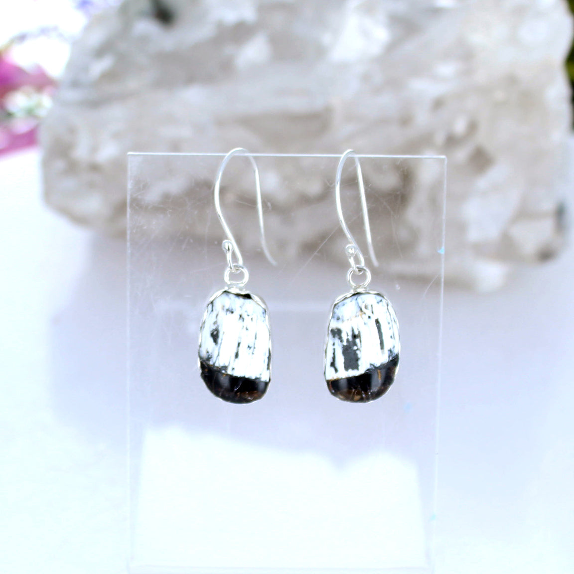 White Buffalo Turquoise Earrings Sterling Drops