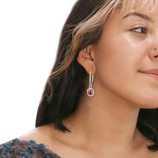Coral Free Form Mod Earrings Sterling Silver Leverback -NewWorldGems