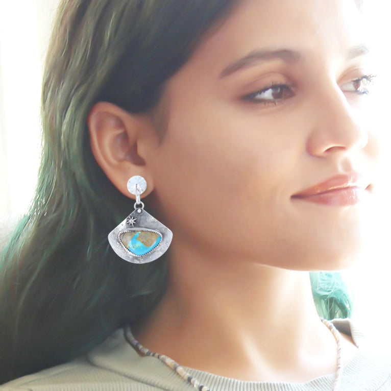 ROYSTON Turquoise Earrings Sterling Blue Golden