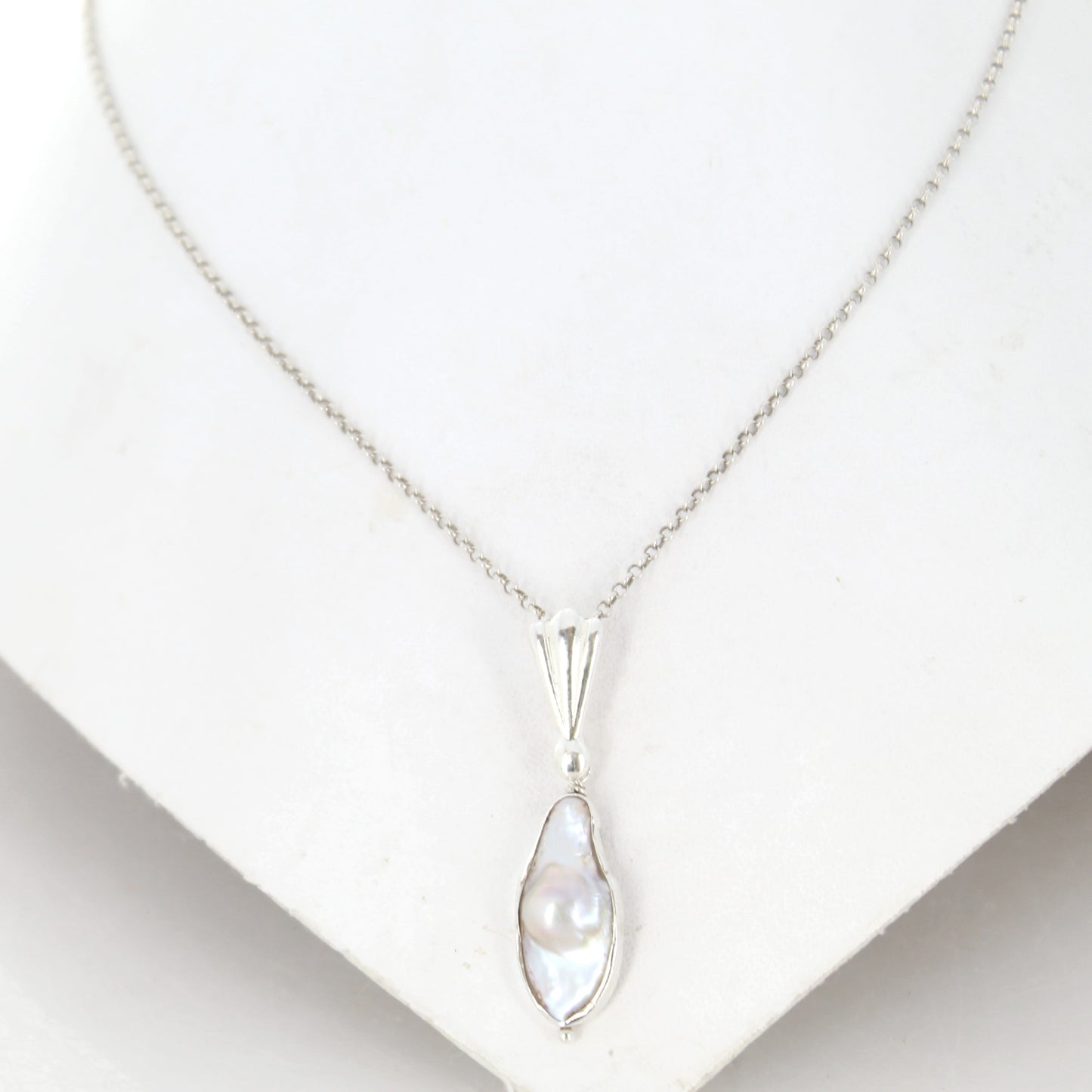 Cultured PEARL STERLING Pendant Necklace NewWorldGems