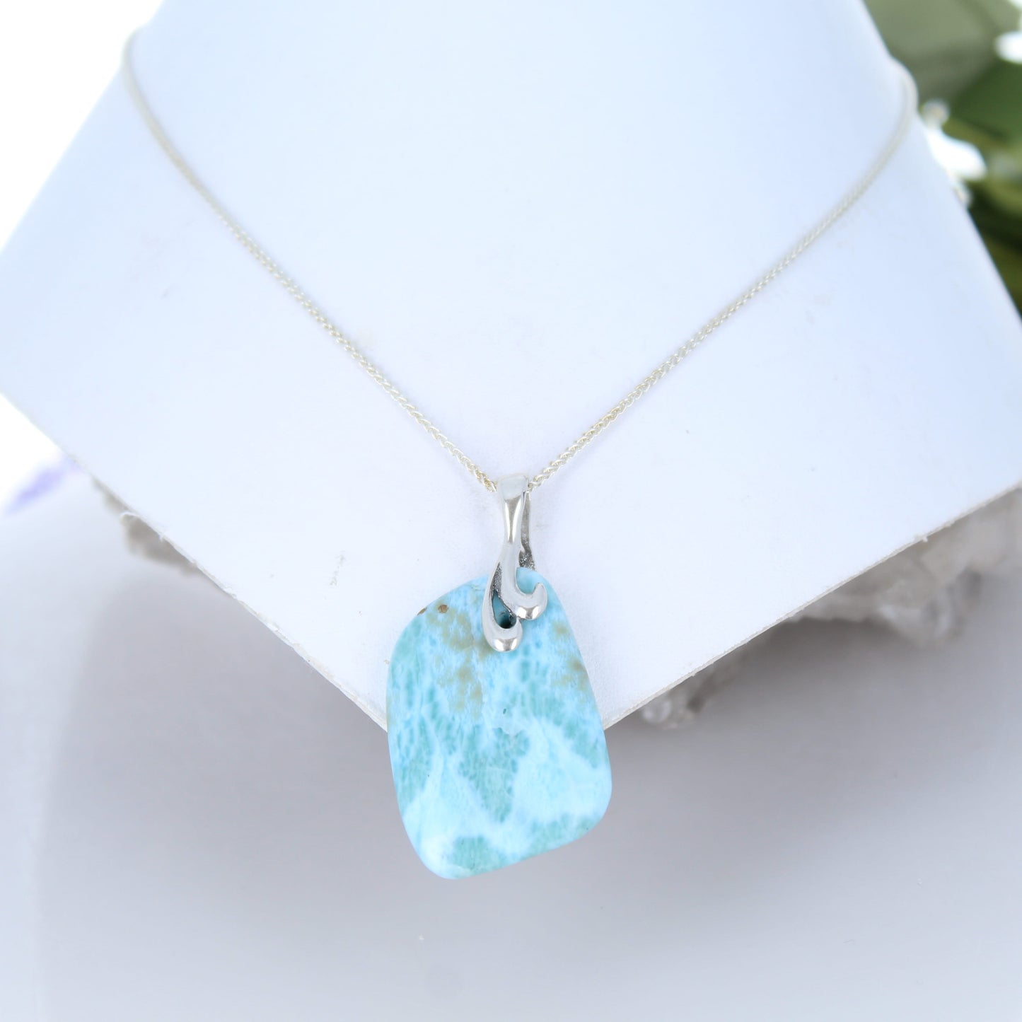 LARIMAR PENDANT Large Free Form Sterling Silver