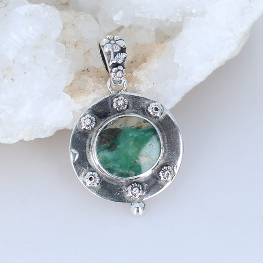 Unique Emerald Pyrite Sterling Silver Pendant
