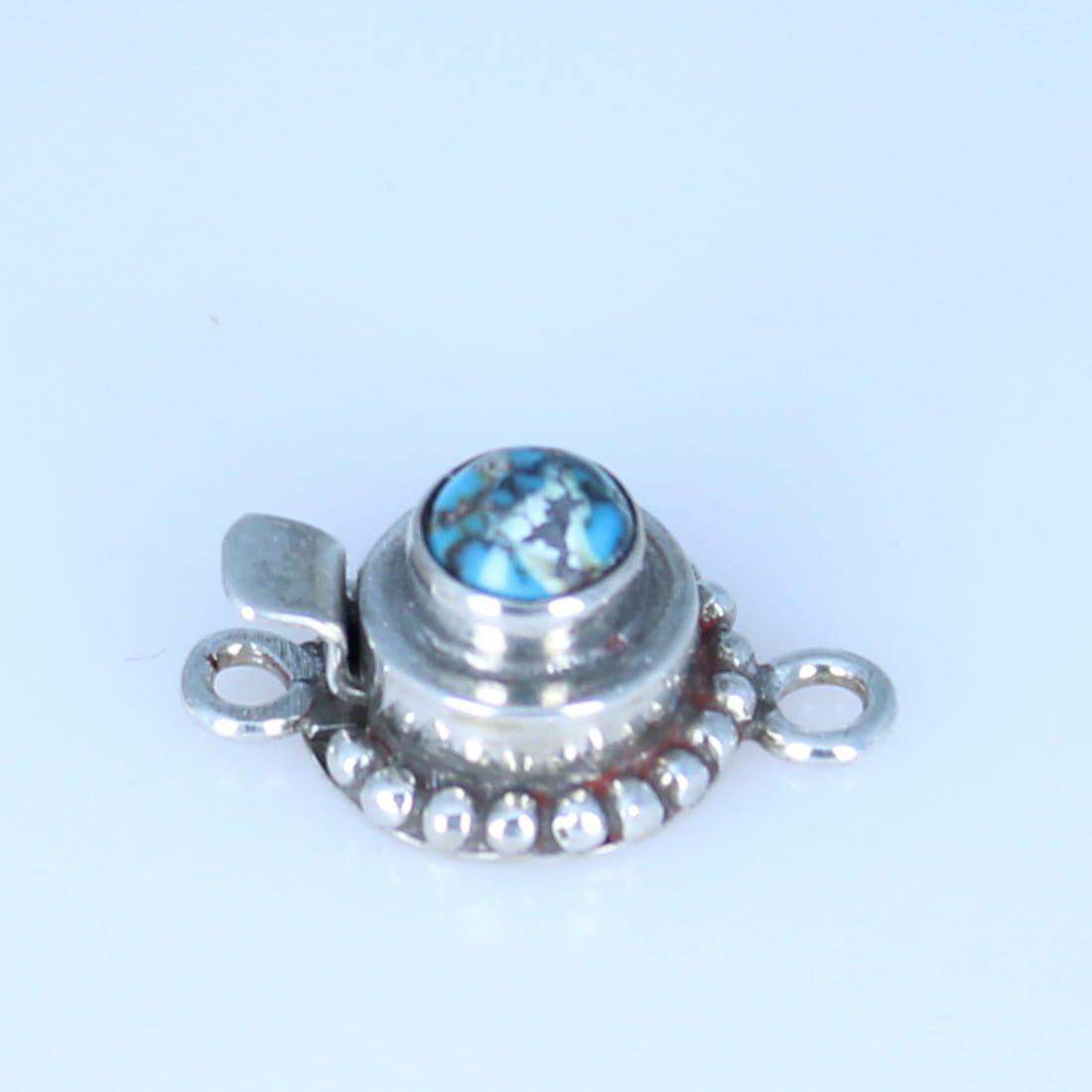 Armenian Turquoise Sterling Clasp Classic Granulated Detail Style