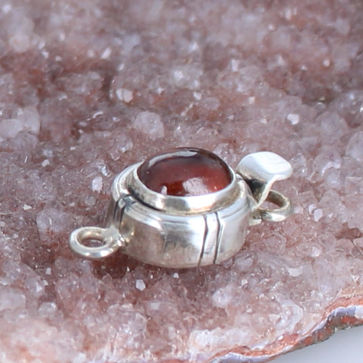 Hessonite Garnet Clasp Southwest Design Sterling -NewWorldGems