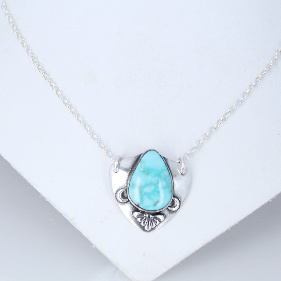 RARE Dry Creek Turquoise Shield Pendant Sterling Southwest