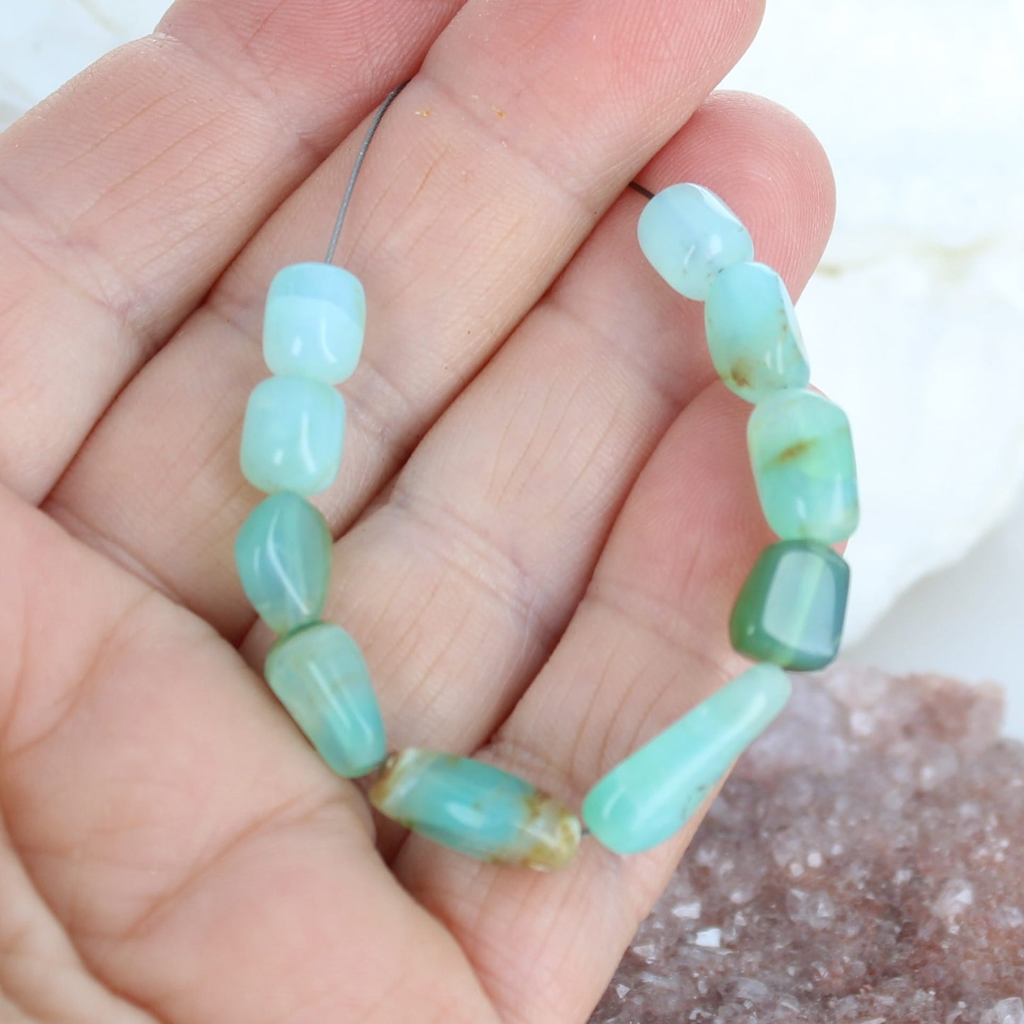 Gorgeous PERUVIAN OPAL Beads Ethereal Blue 6-16mm 10 Beads -NewWorldGems