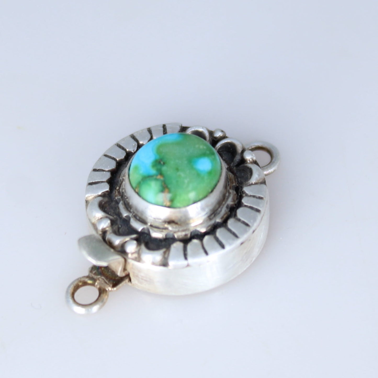 Sonoran Gold Turquoise Clasp Sterling Moon Lotus Petal Design 9.7mm