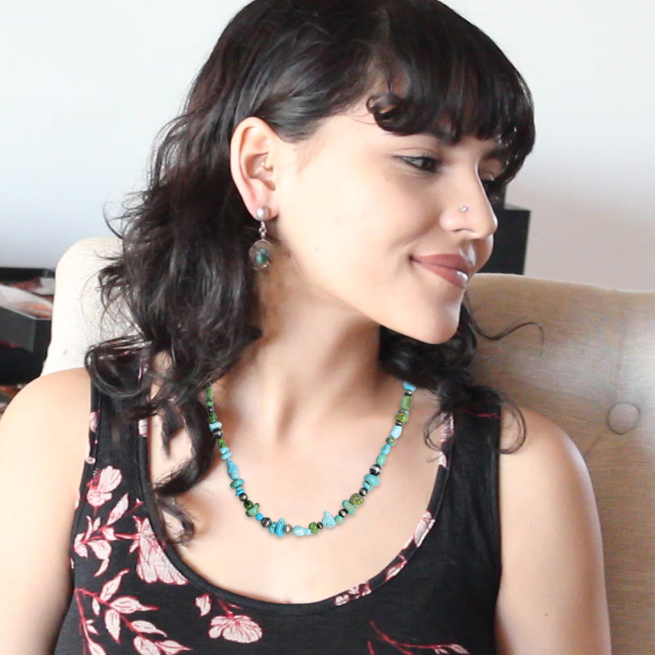 Lone Mountain and Sonoran Gold Turquoise Necklace Sterling Silver Southwestern