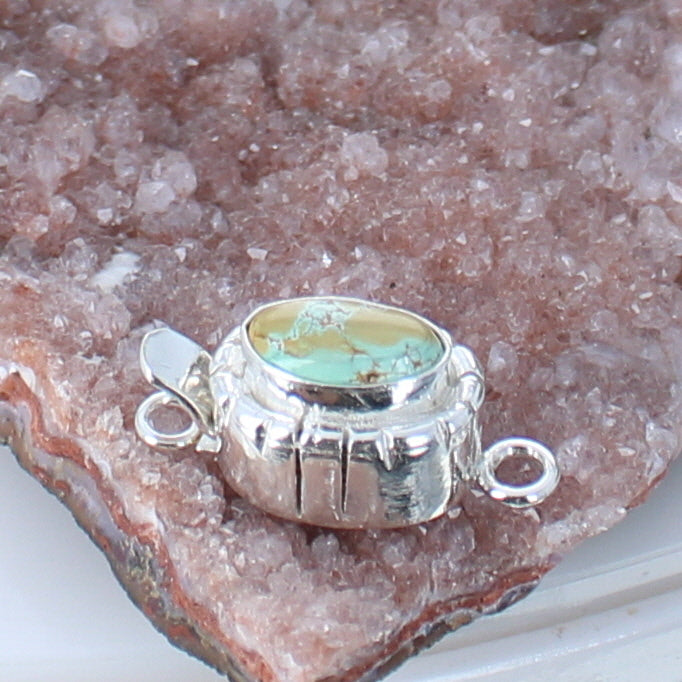 Turquoise Mountain Clasp Pale Blue Golden Matrix 13X10mm -NewWorldGems