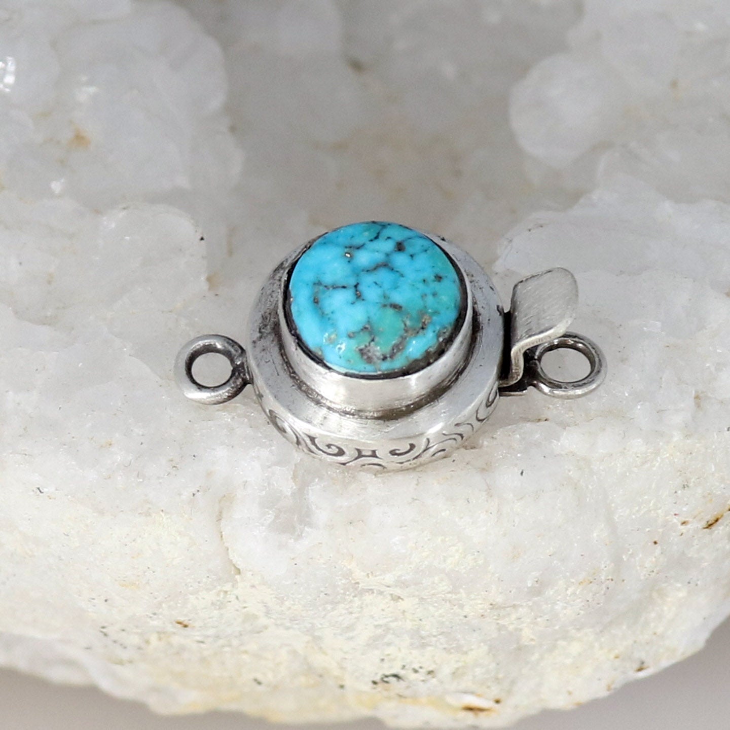 Sonoran Blue Jay Turquoise Clasp Blue Sterling Design 10mm -NewWorldGems