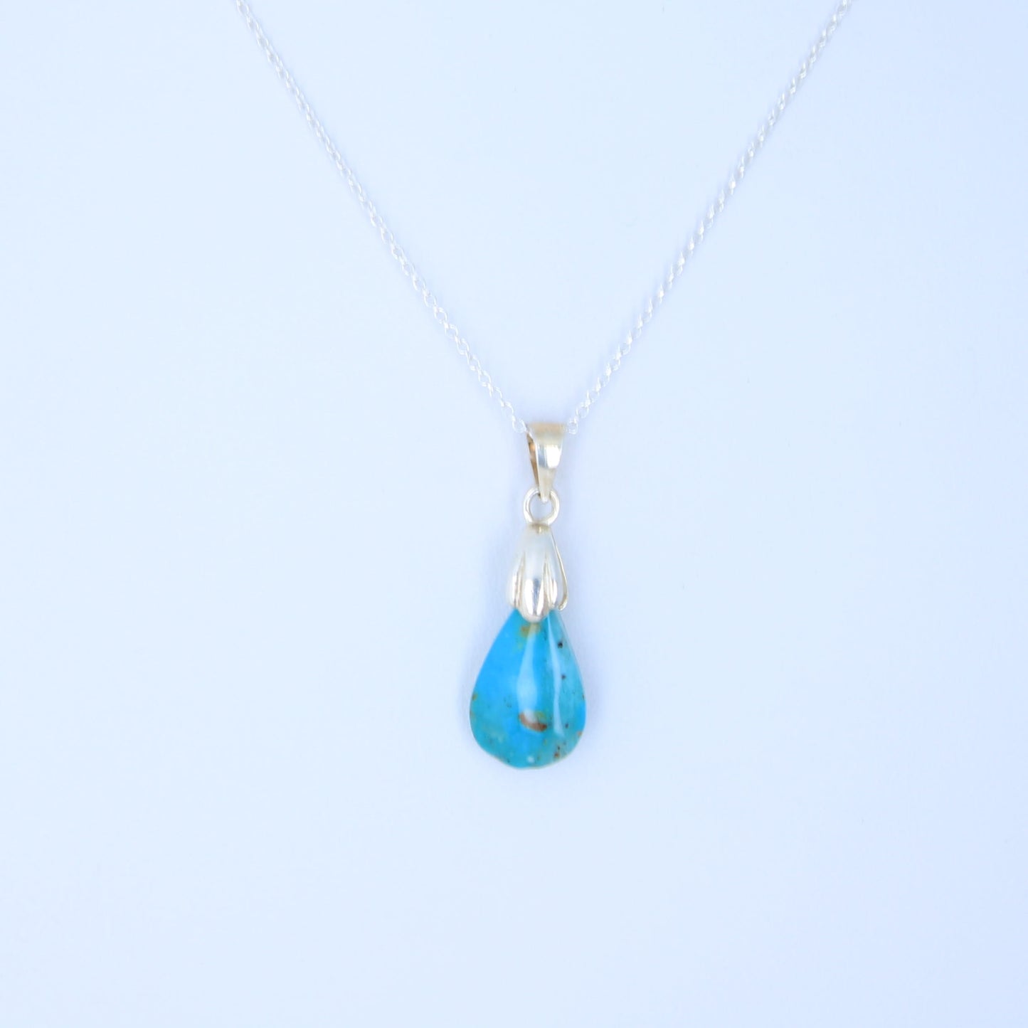 Vivid Blue GEM PERUVIAN OPAL Teardrop Necklace Pendant Sterling #2