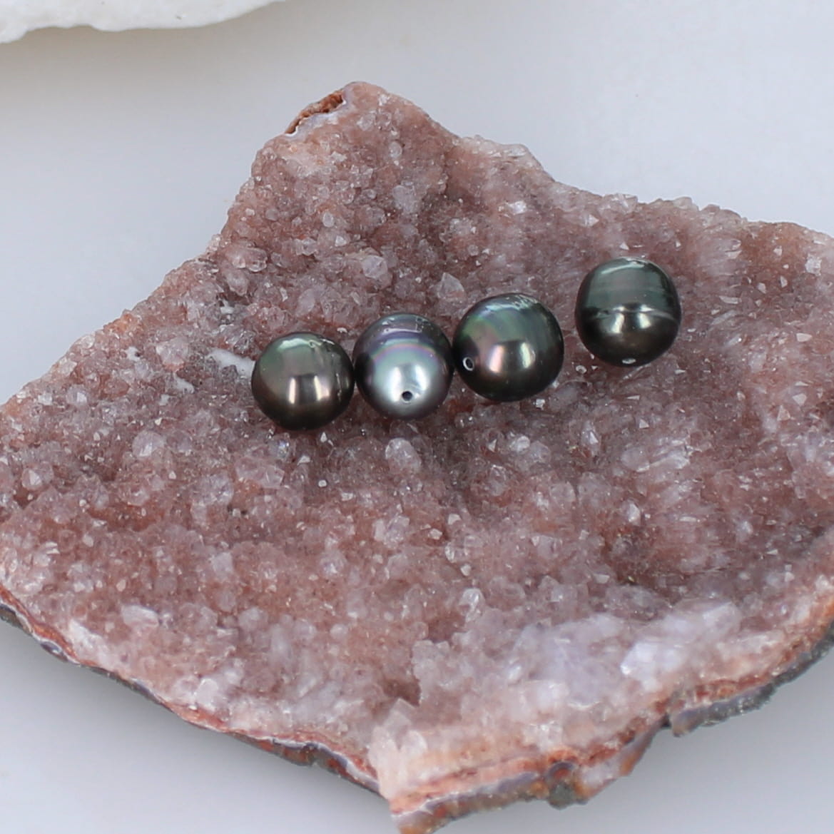 Black Rainbow Tahitian Pearl Drilled 4 Pieces -NewWorldGems