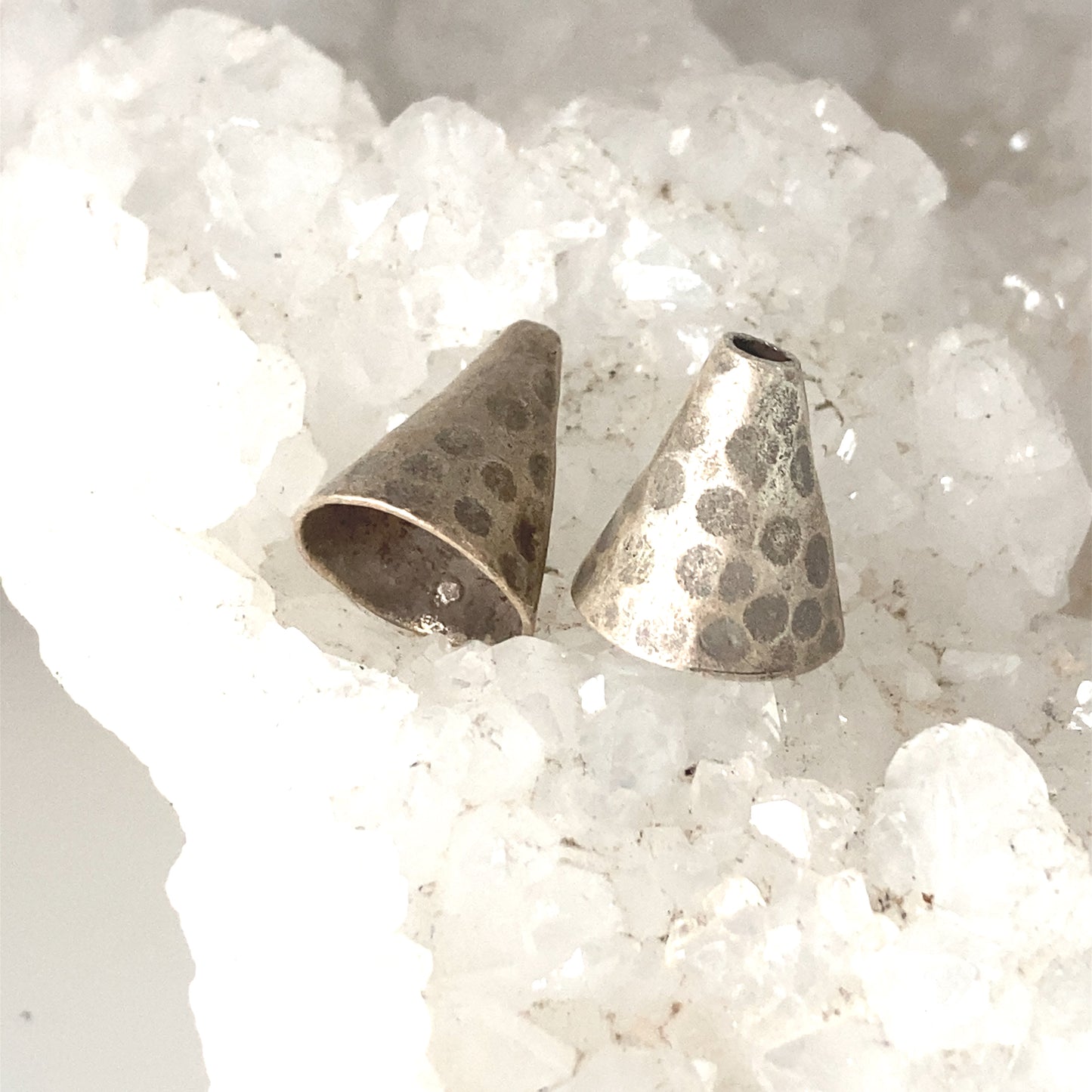 Sterling Silver End Cones Hammered Design 10x12mm -NewWorldGems