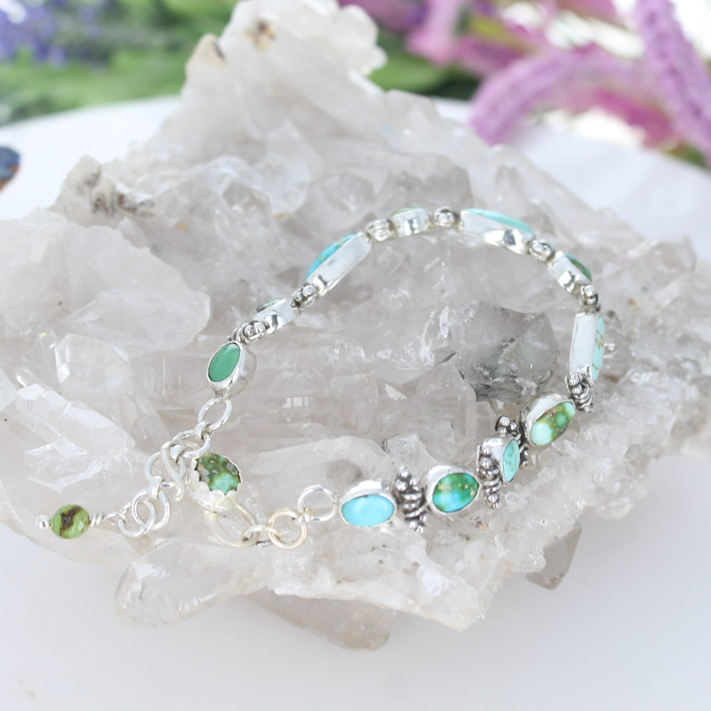 Elegant Mixed Turquoise Bracelet Sterling Silver Royston Sonoran Southwest