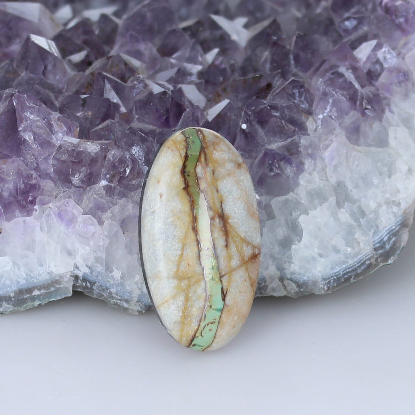 Royston Turquoise Cabochon Olive Ribbon Oval 35x19mm -NewWorldGems