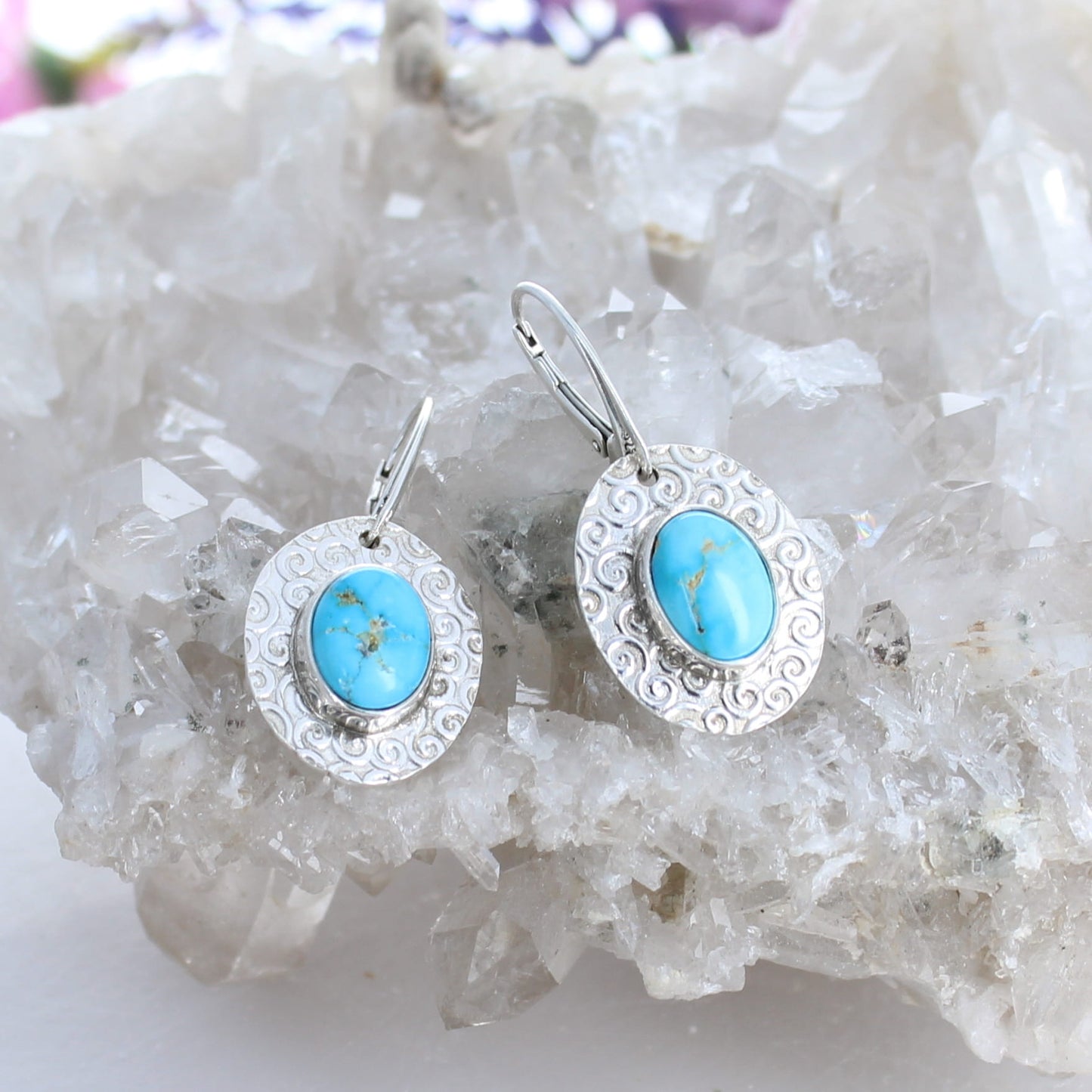 Sonoran Rose Turquoise {Mexican} Southwest Earrings Sterling