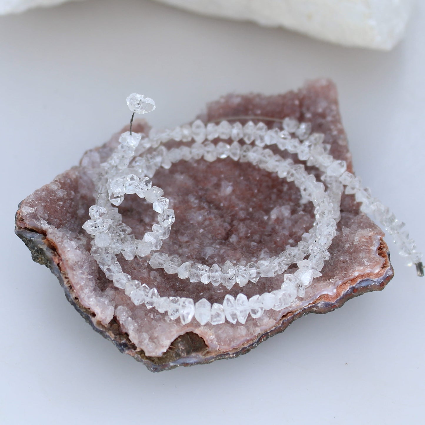 Herkimer Diamond Beads 3-4Mm 15.5" -NewWorldGems
