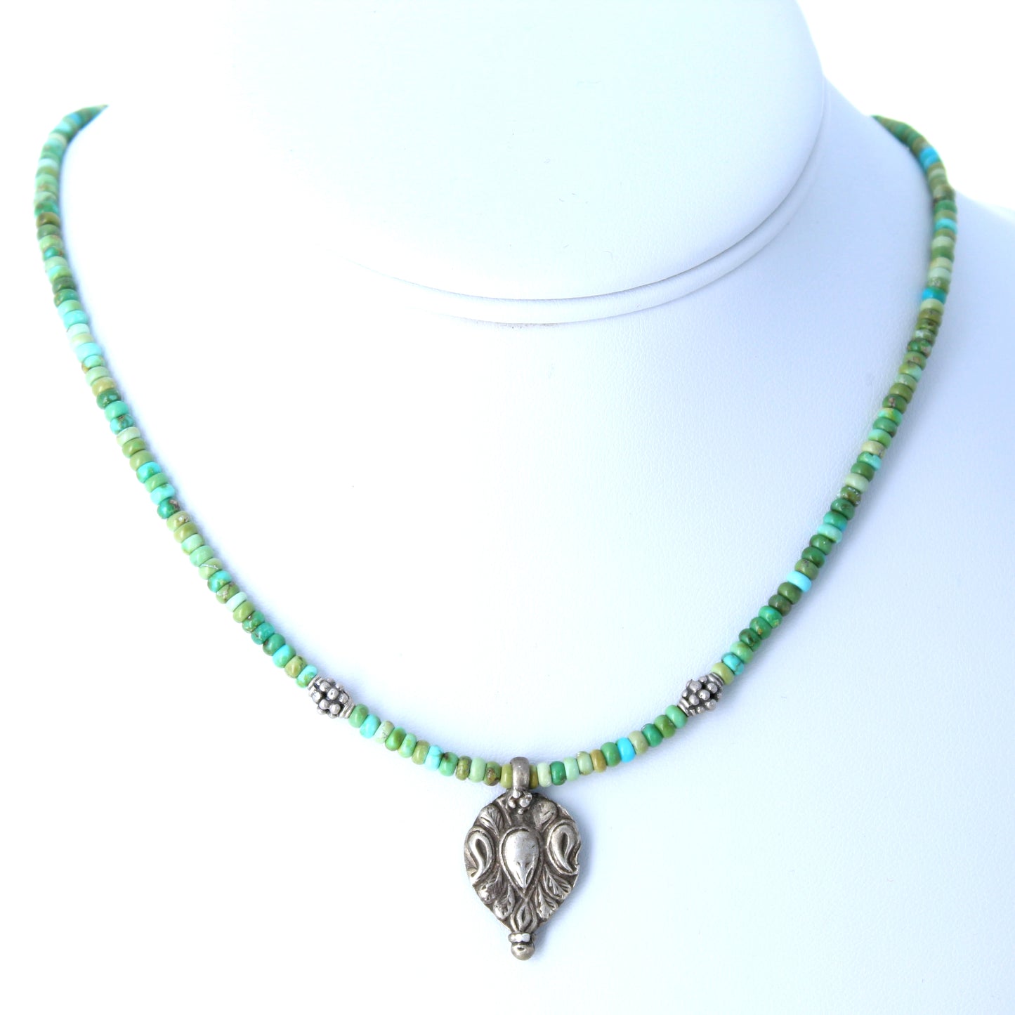 SONORAN Mountain Turquoise Necklace Vintage Sterling Pendant 3mm