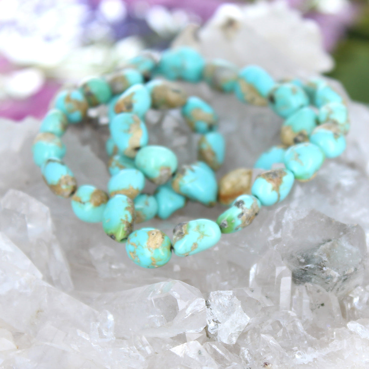 Sonoran Gold Turquoise Beads Bright Blue 8-12mm 16"