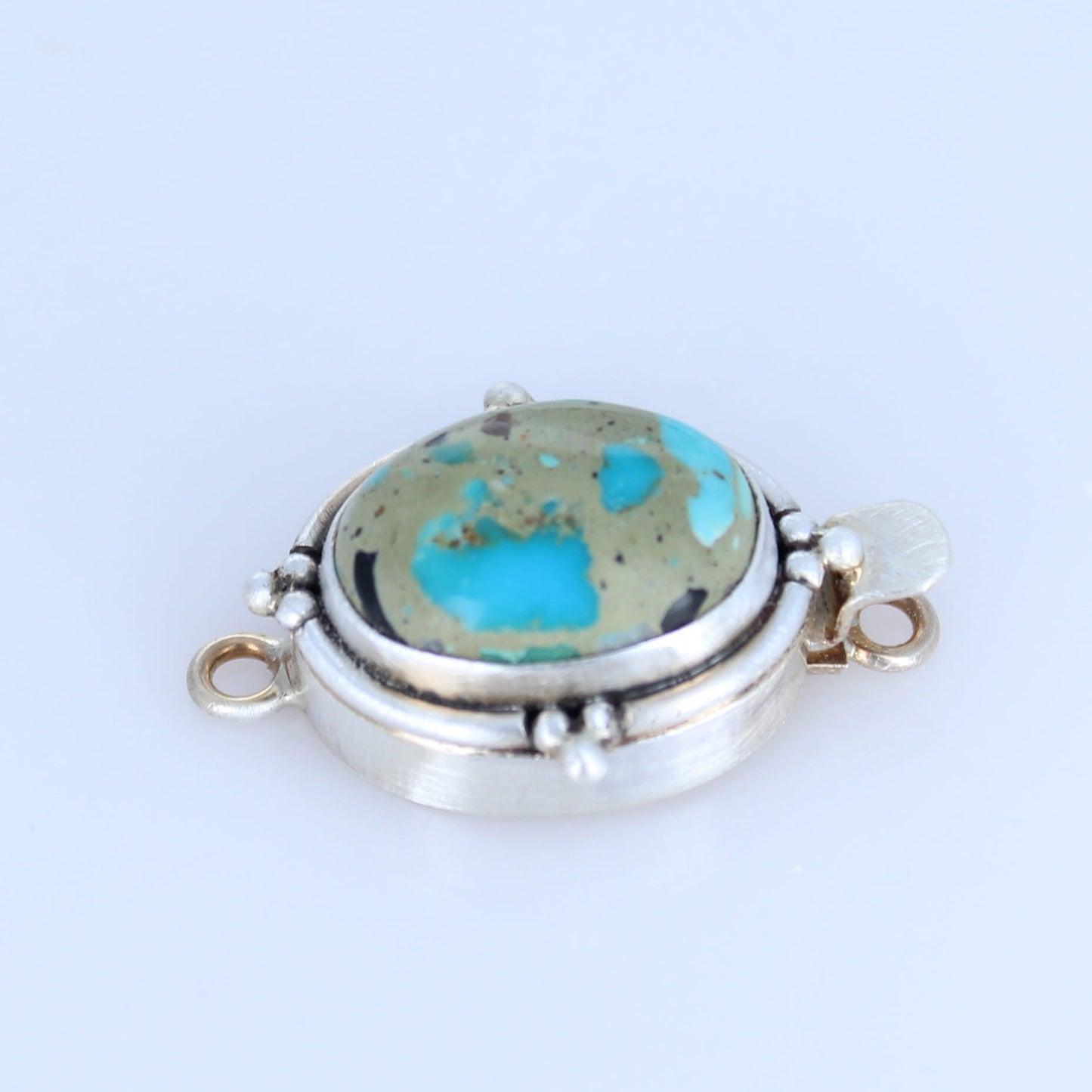 UNIQUE Spotted Carico Lake Turquoise Sterling Clasp 18x13mm