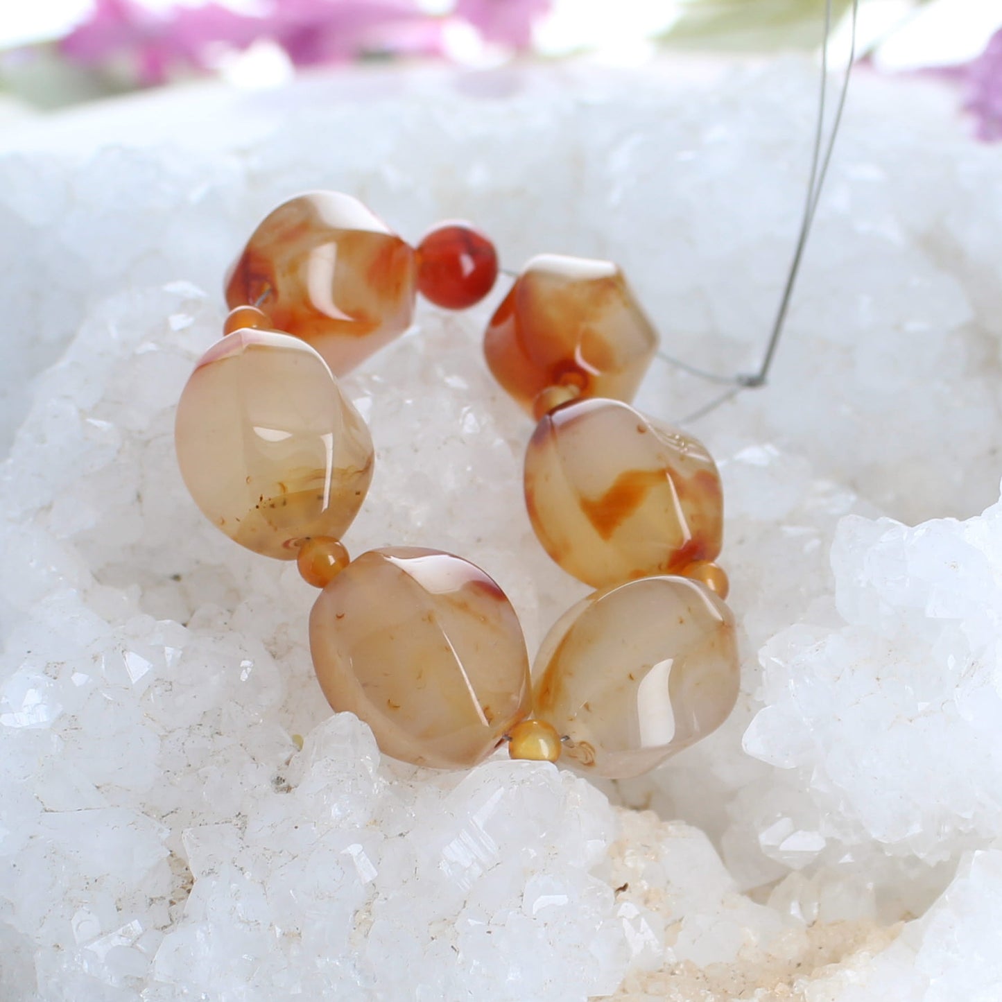 FACETED CARNELIAN Beads Large 6 Piece -NewWorldGems