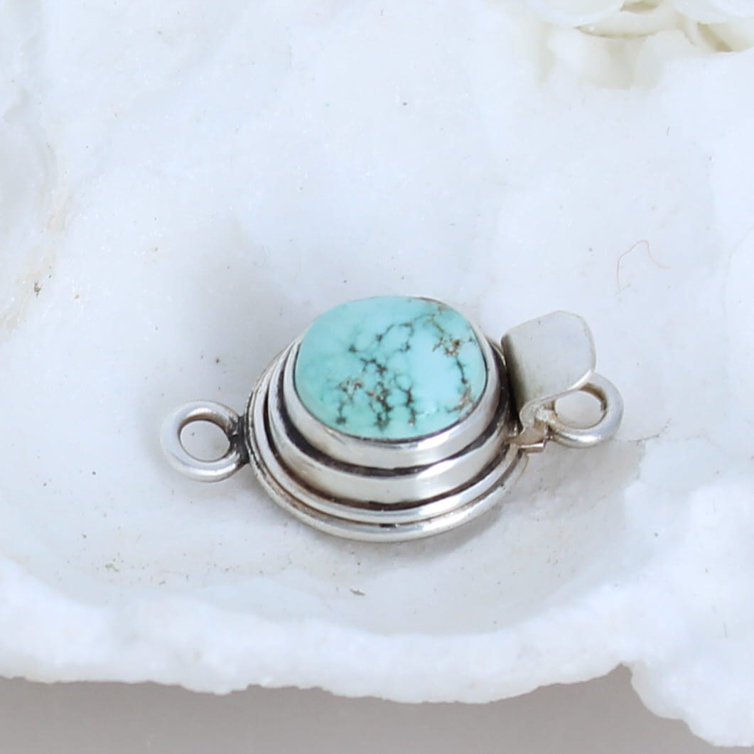 DRY CREEK TURQUOISE Clasp Light Sky Blue Sterling -NewWorldGems